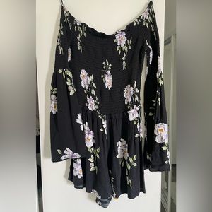 Kendall & Kylie black floral lace up romper